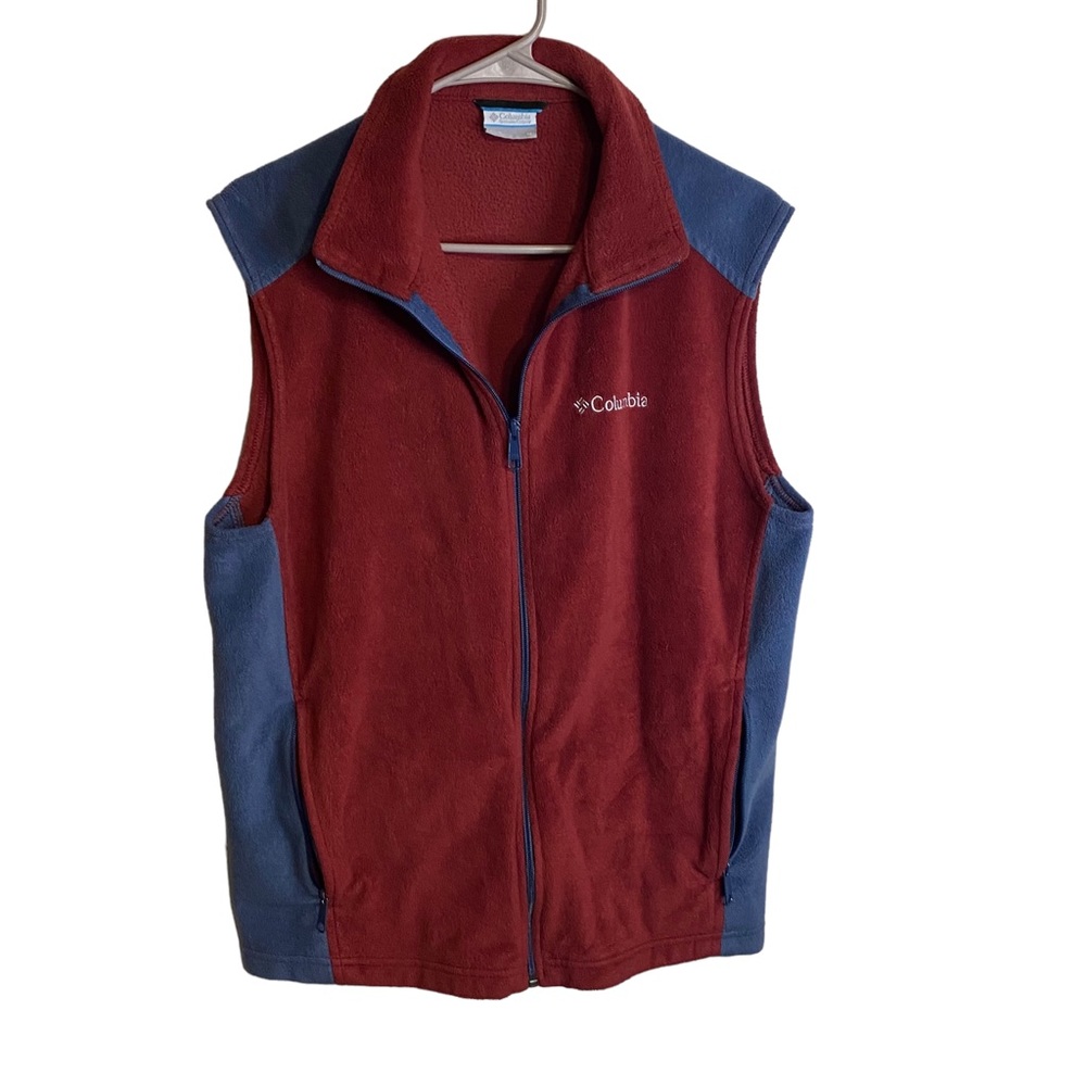 Columbia red and blue mens fleece vest size medium